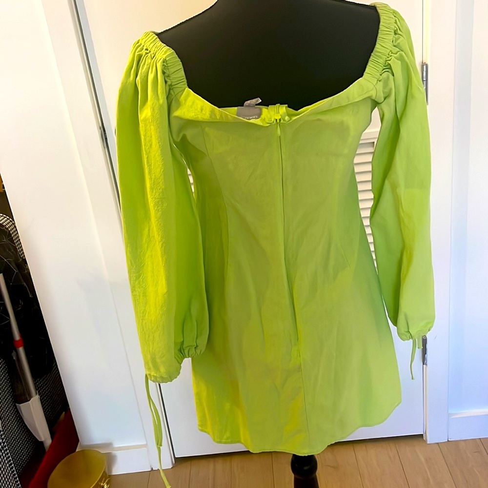 Asos Draw String Off The Shoulder Lime Green Mini… - image 6